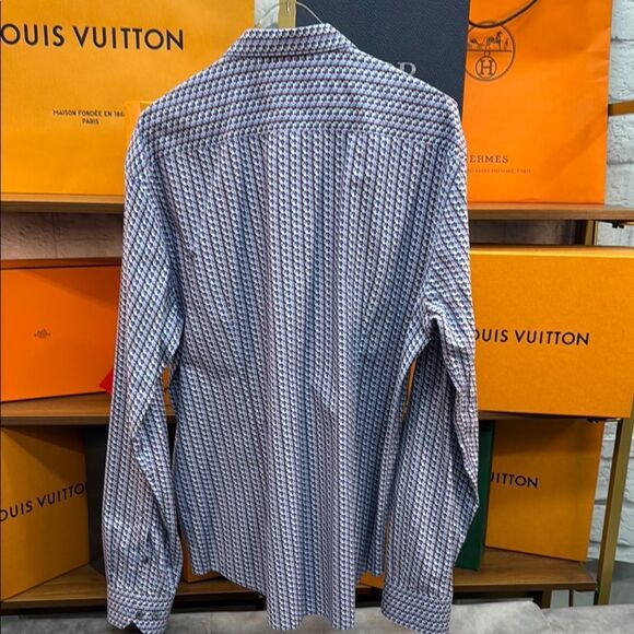 Bugatchi Blue and White Casual Button Down Shirt - Picture 6 of 8